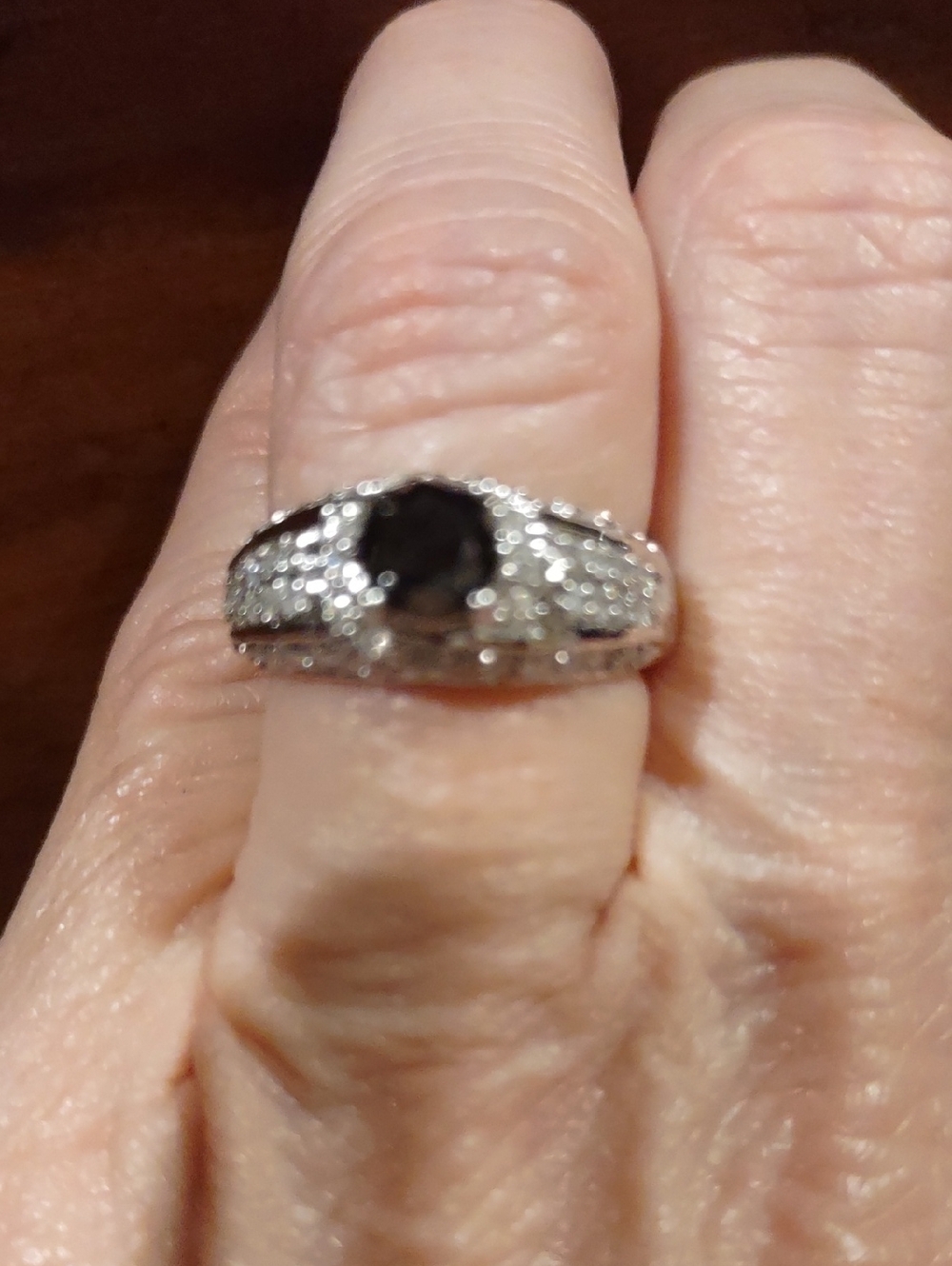 Black And Clear Natural Diamond Ring 10kt White Gold, Nwt, 6.5 - Picture 3 of 16